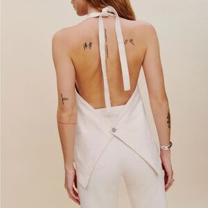 Reformation Brittany Denim Halter Top in Fior de latte